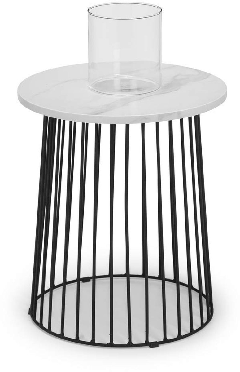 Omgoods - Ronde Lamp Tafel met Wit Marmer Effect
