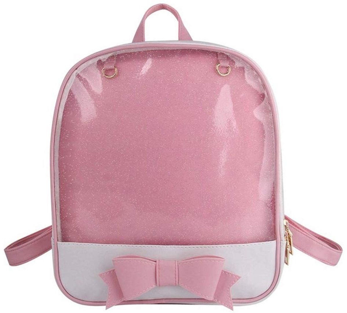 Omgoods - Ita Bag Meisjes Rugzak - Schattige Leren Tas met Transparante Venster en Strik