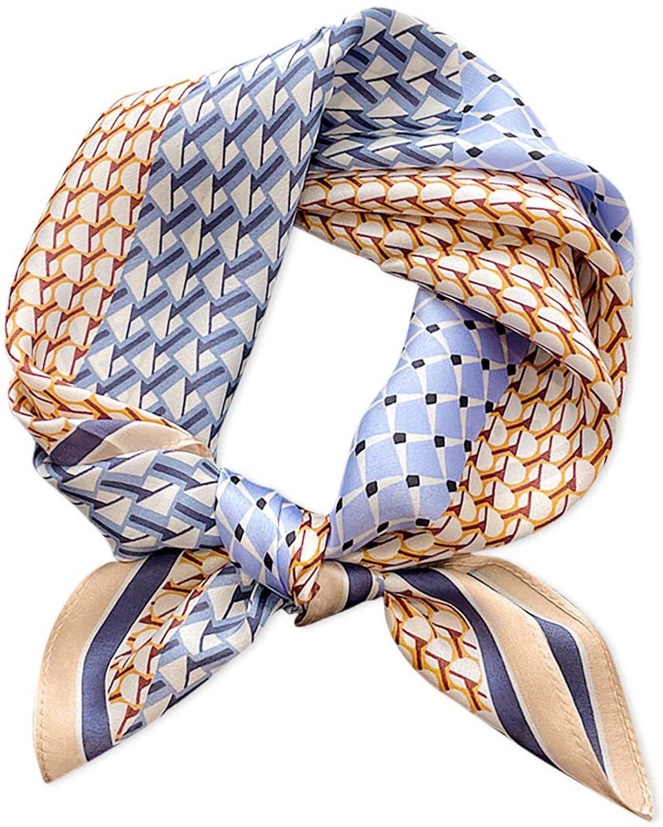 Elegante Zijden Sjaal met Geometrisch Patroon voor Dames