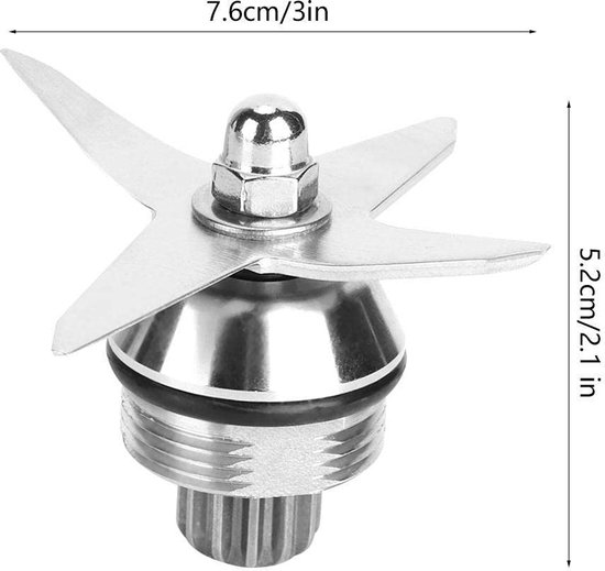 Omgoods- Blenderblad Roestvrij Staal - 4 Messen - Geschikt voor 1195/58625/15504/58805/15652/15643 - Hoogwaardige Efficiëntie - Vervangbaar Mes - Compacte Afmetingen 7,6 x 5,2 cm - Blendermes — afbeelding 5