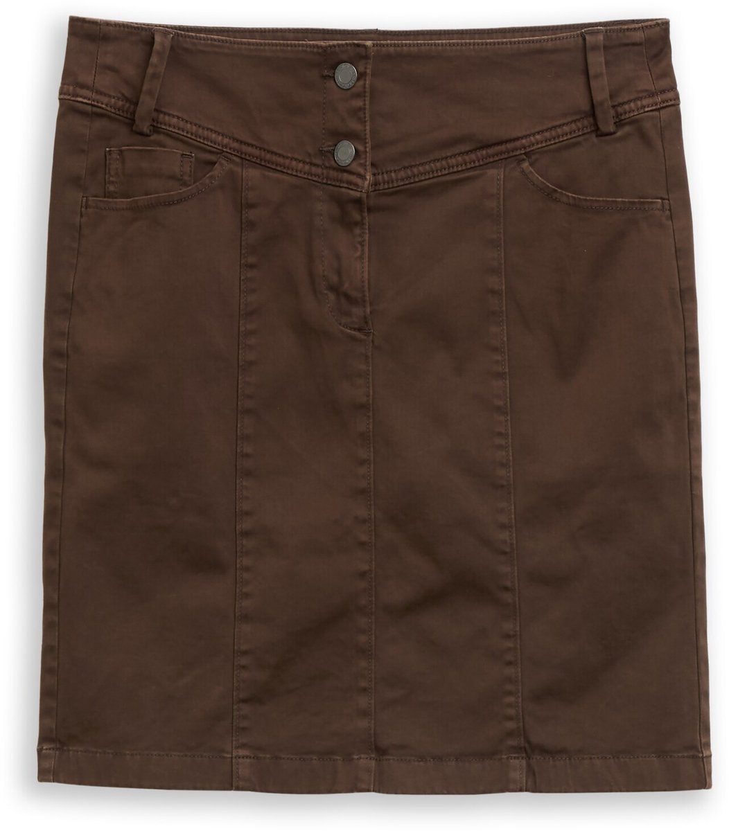 Tom Tailor - Twill-rok met zakken - Maat 40 - java dark brown