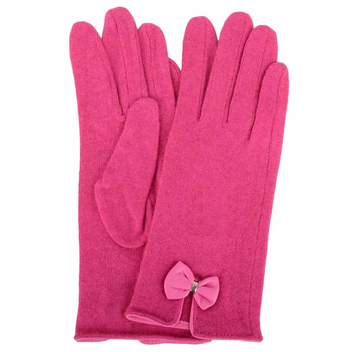 Omgoods - Dames Warm Wol Handschoenen met Strikdetail Fuchsia
