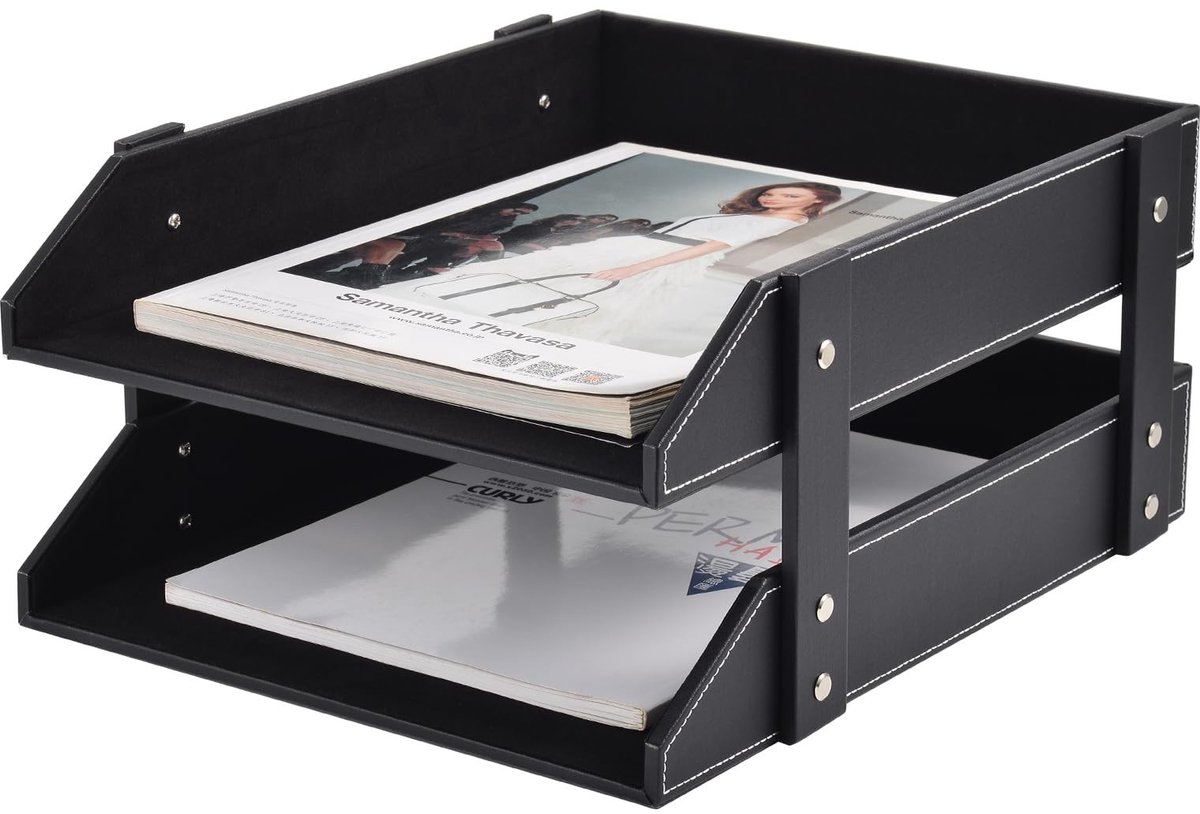 Omgoods - Elegante Stapelbare Documentenhouder van Leer voor Kantoor