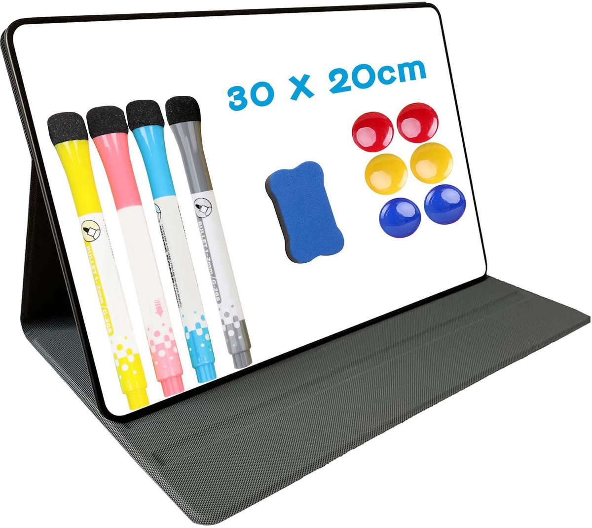 Omgoods- Magnetisch Whiteboard A4 - Afwasbaar - Opvouwbaar - Draagbaar - Met 4 Whiteboardpennen - 6 Magneten - 30 x 21 cm - Notitiebord