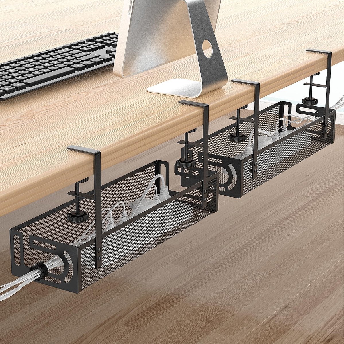 Omgoods - Under Desk Kabelmanagement Tray Zwart - 2-Pack