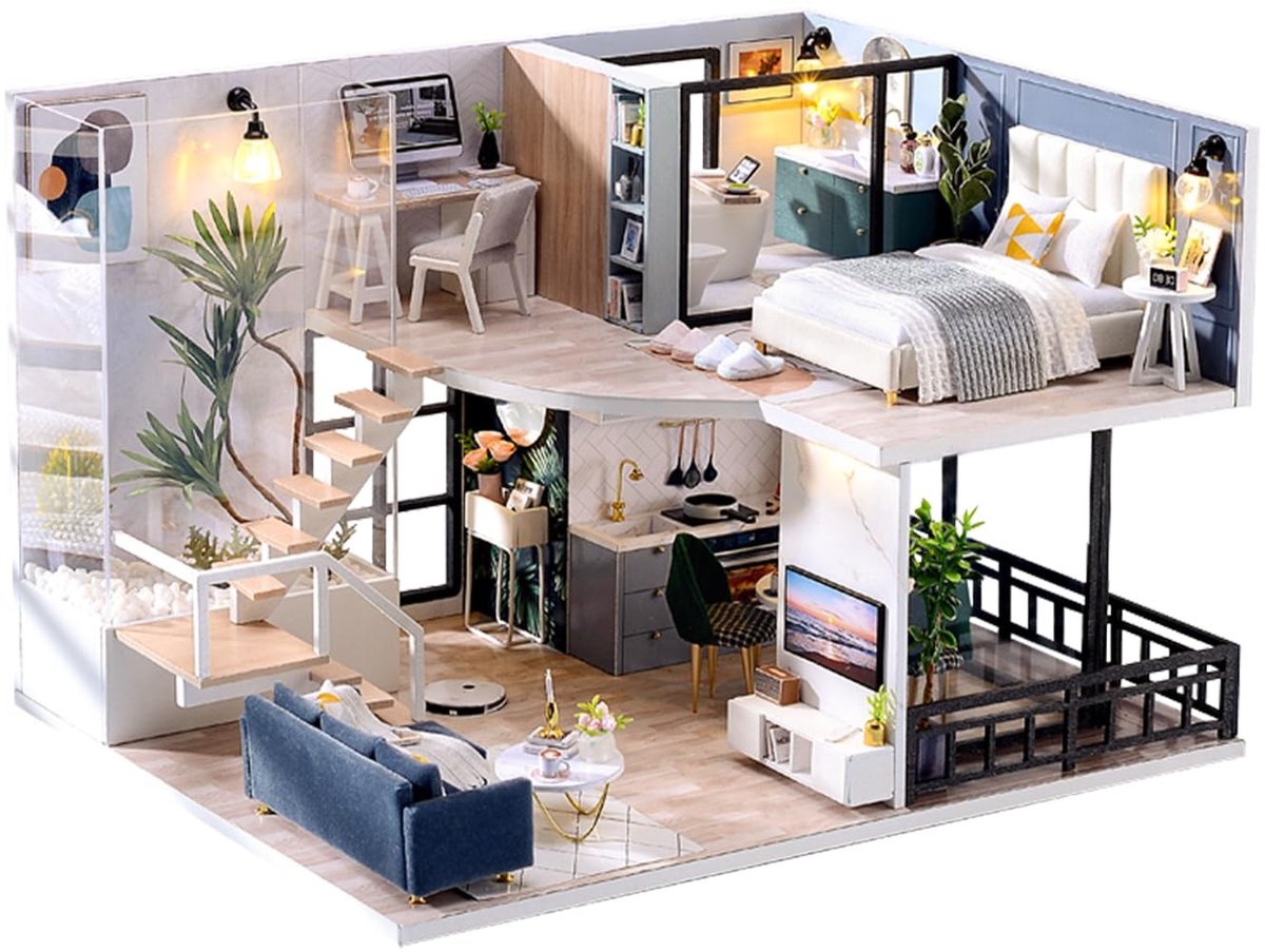 Omgoods - Miniatuurhuis Bouwkit met LED Verlichting voor Volwassenen