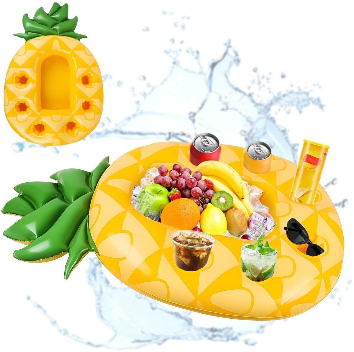 Omgoods - Opblaasbare Drinkhouder Ananas 2-in-1 Snack en Drinkhouder