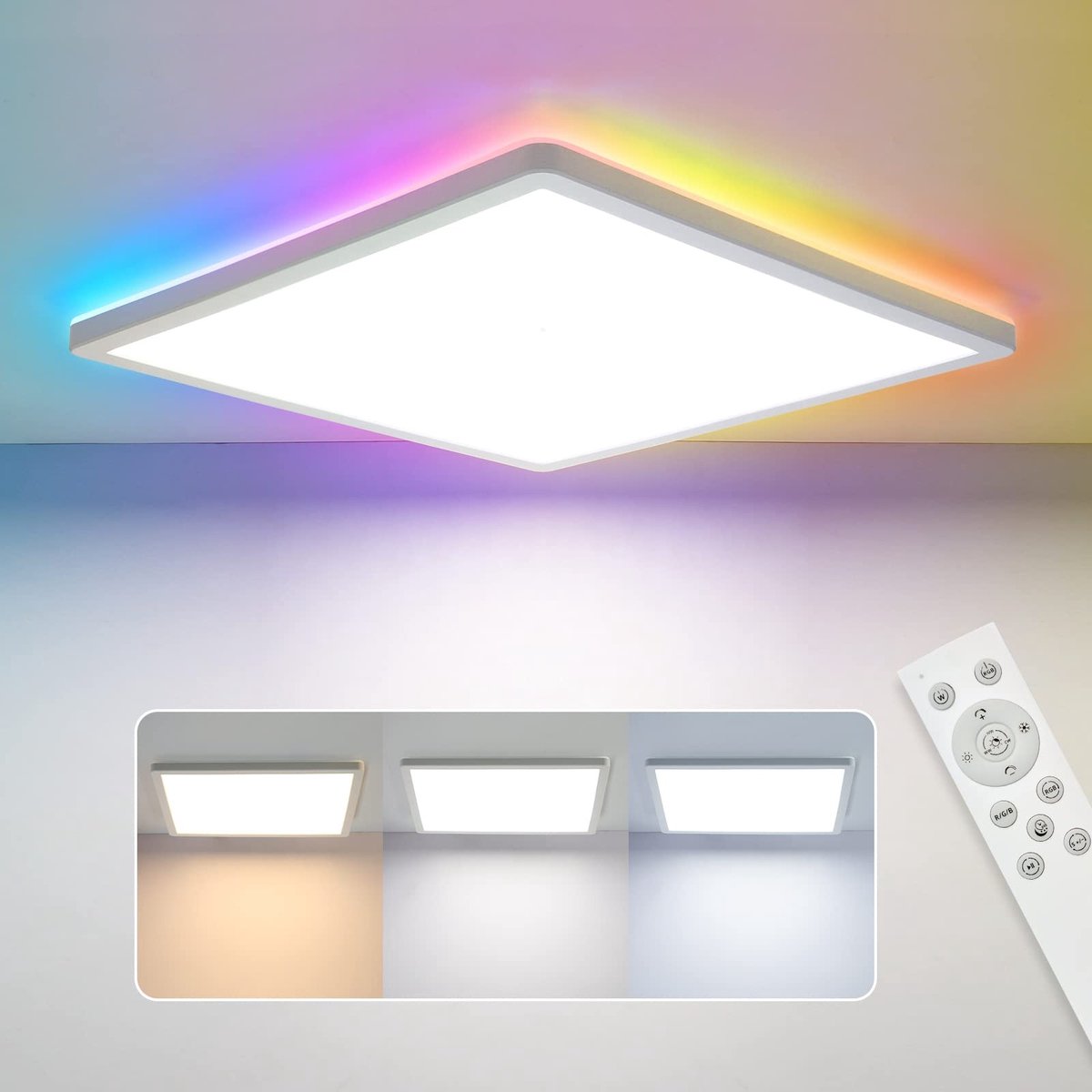 Omgoods - Dimbare RGB Plafondlamp met Afstandsbediening 24W