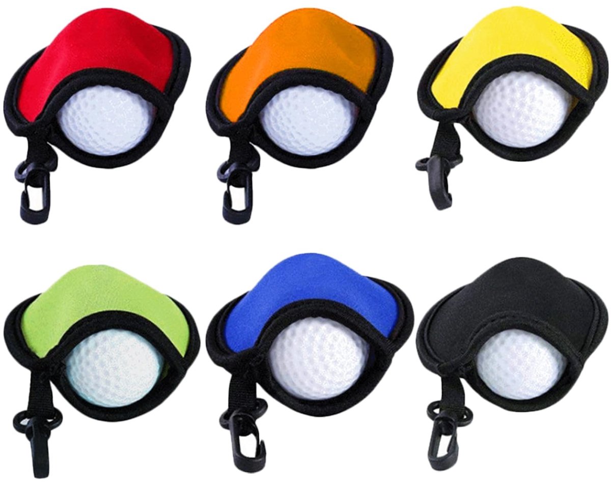 Omgoods- Golfbalwaszak 6-Pack - Waterdichte Tas - Waszak met Karabijnhaak - Golfbal Cleaner - Ideaal Cadeau voor Golfliefhebbers - Klein Formaat - Golfbalreiniger