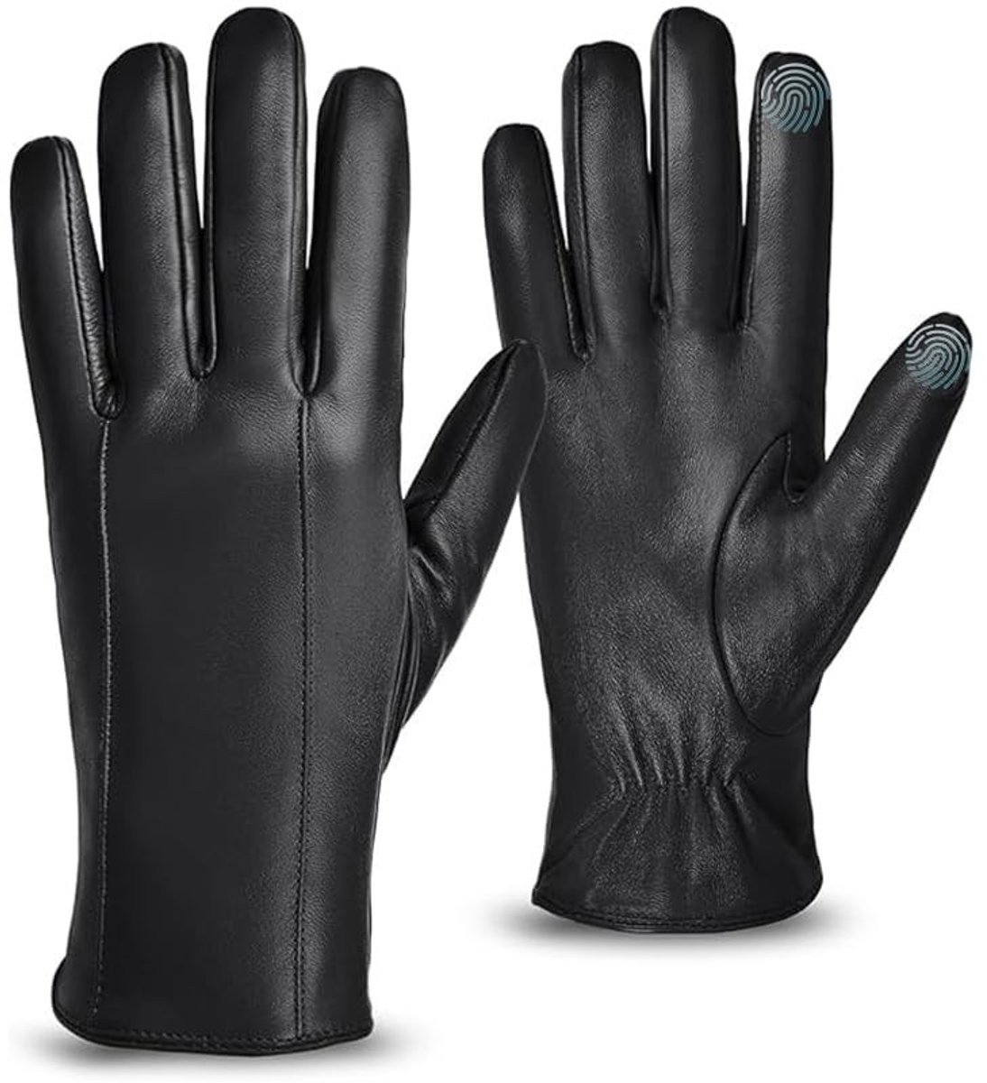 Omgoods - Heren Winterleren Handschoenen met Warme Kasjmier Voering