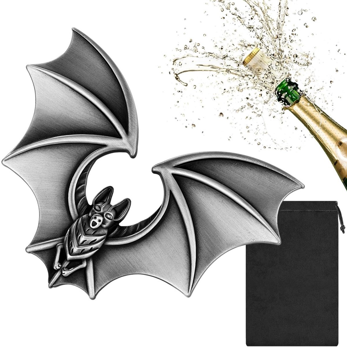 Omgoods - Donker Zilveren Vleermuis Flesopener voor Halloween
