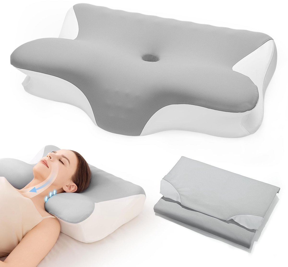 Omgoods - Orthopedisch Neksteunkussen met Memory Foam en Hoogteverstelling