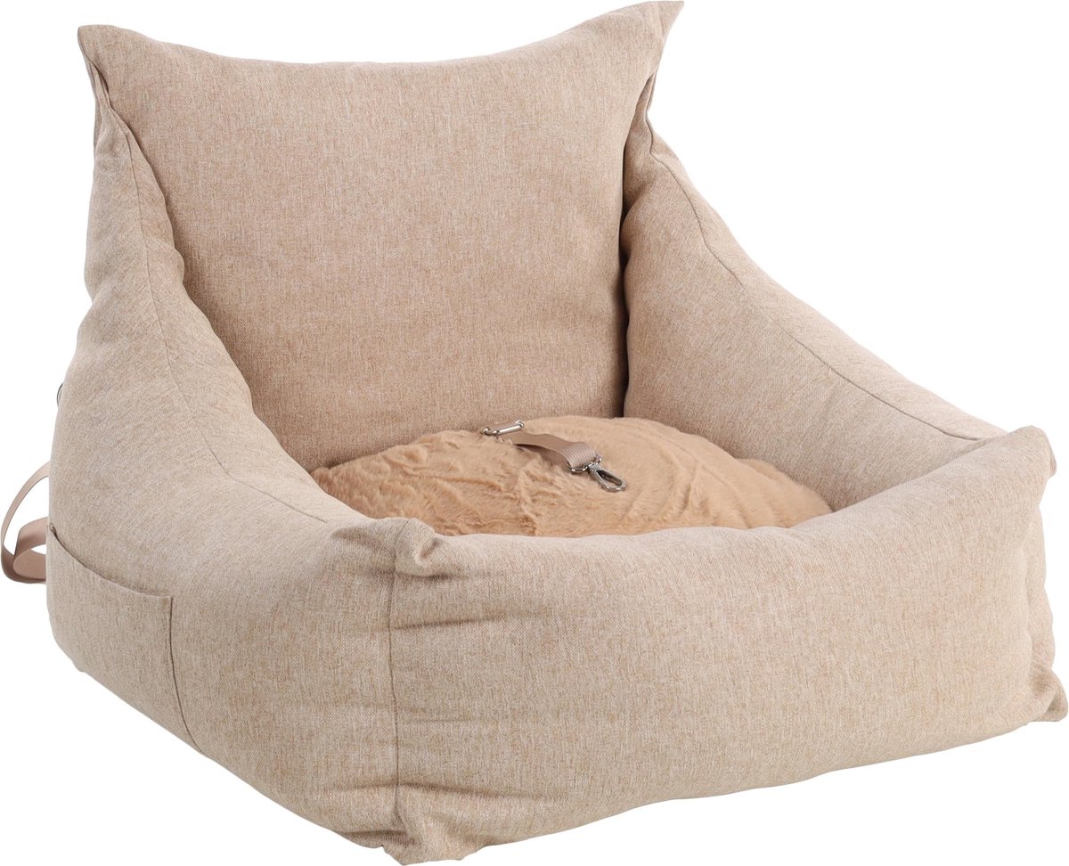 Omgoods - Hondenautostoel Beige 62 x 62 x 38 cm met Foam Vulling