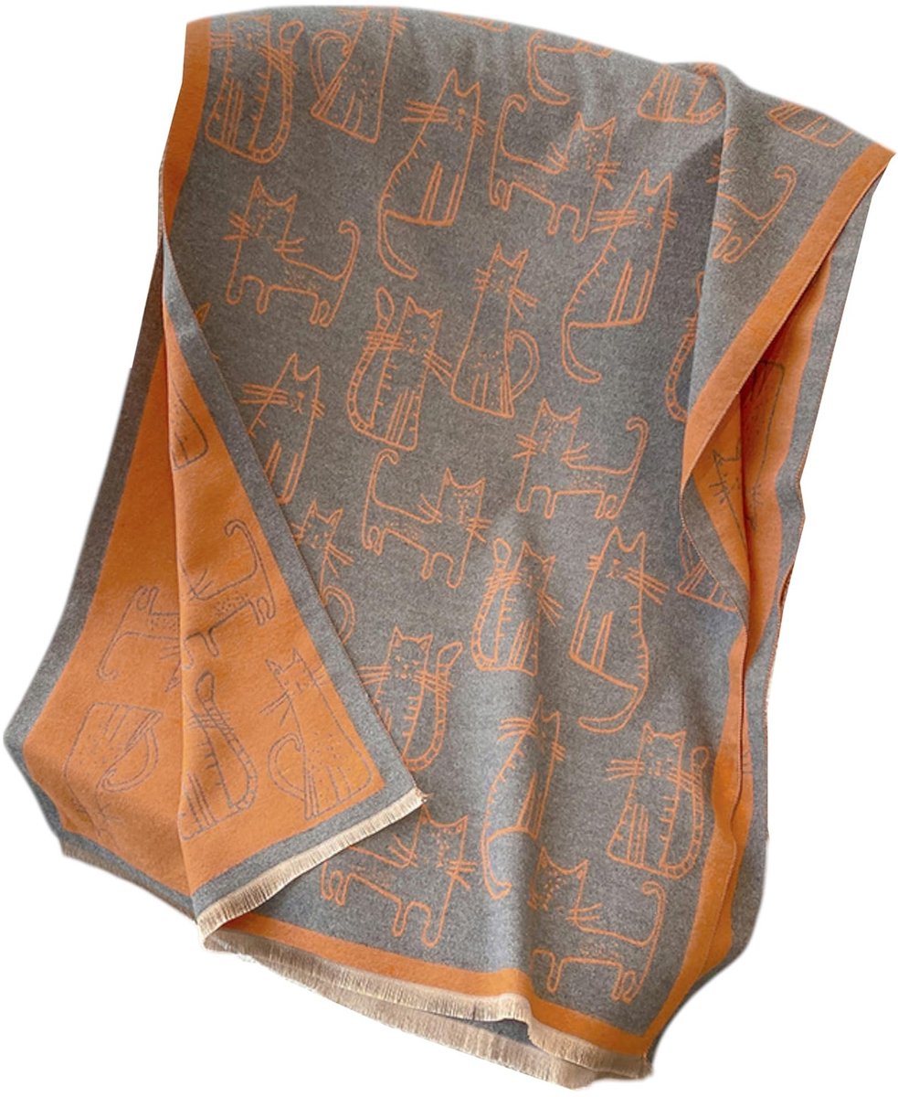 Omgoods - Dames Pashmina Sjaal met Kattenprint voor Herfst en Winter