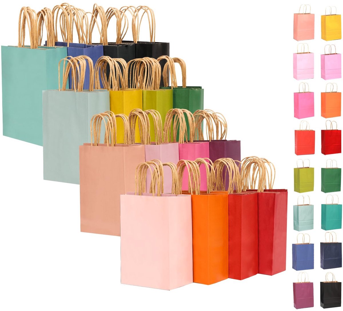 Omgoods - Set van 16 Grote Kraft Cadeauzakken met Handgrepen