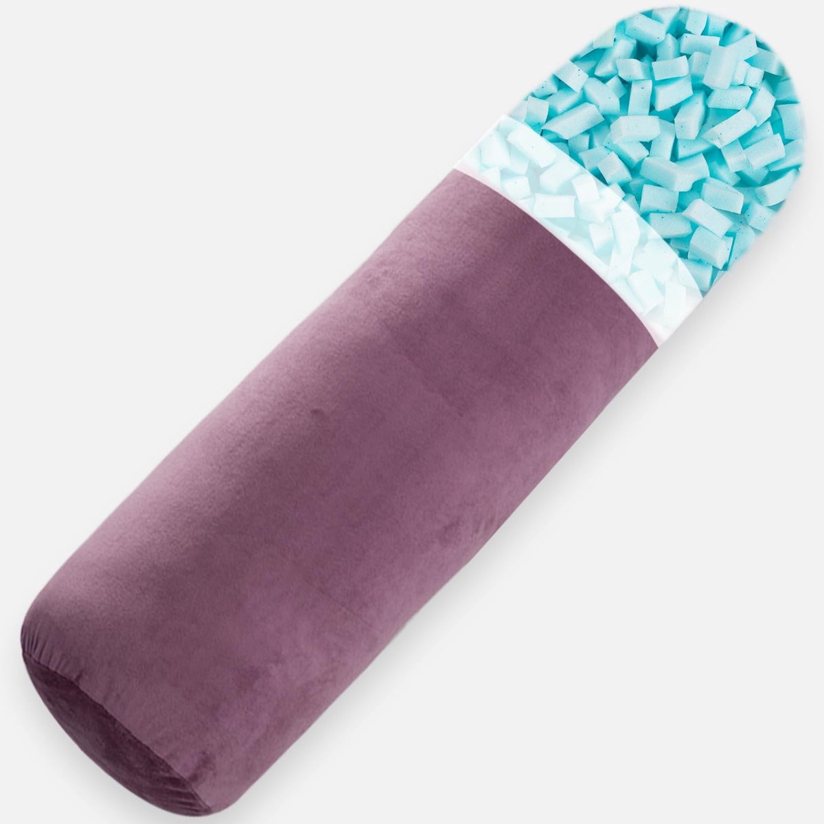 Omgoods - Rond Bodykussen van Traagschuim 90x20 cm - Cilindervormig - Paars