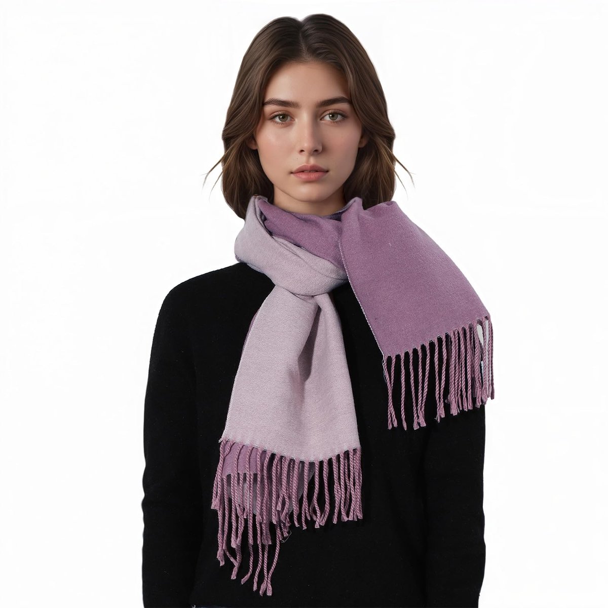 Omgoods - Lange Reversible Sjaal voor Dames met Tassels