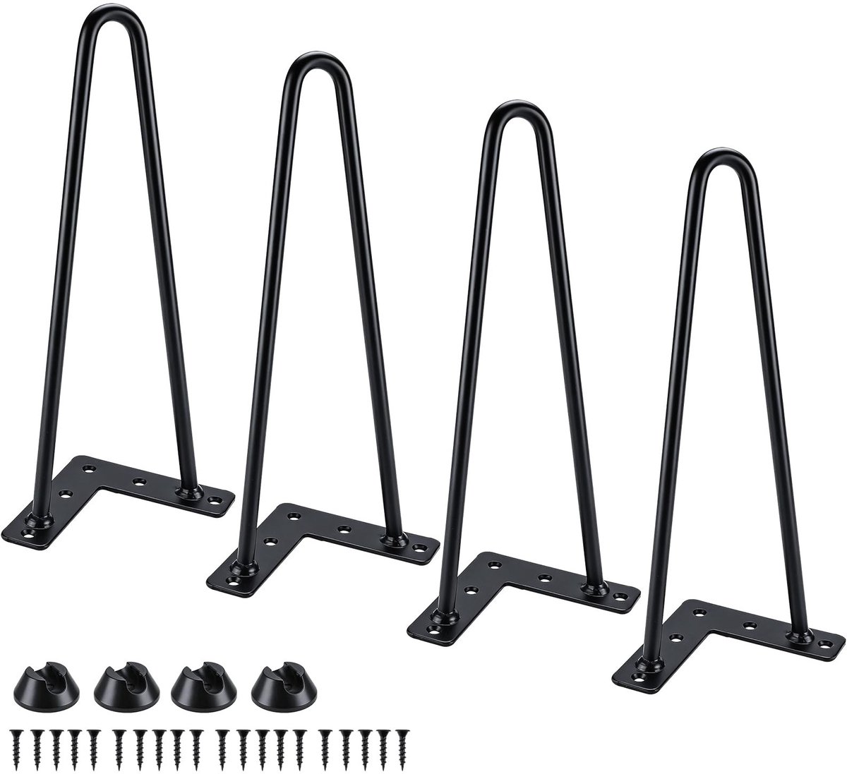 Omgoods - Set van 4 Haarpinnentafelpoten van Metaal met Vloerbeschermers, 30 cm