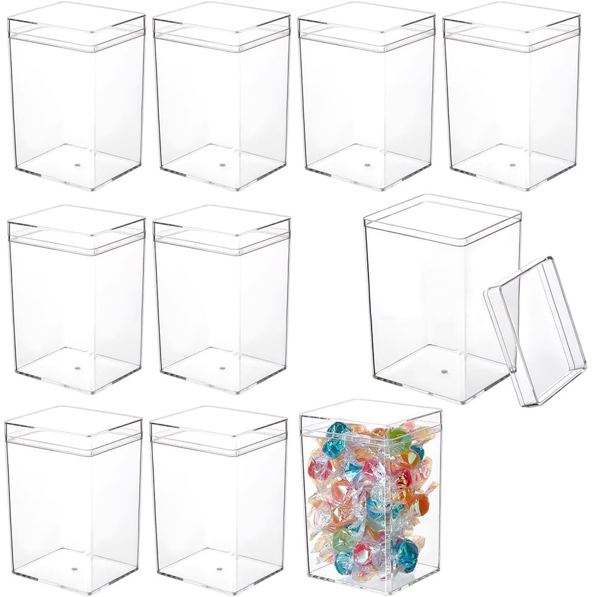 Omgoods - Set van 10 Transparante Opbergdozen met Deksel
