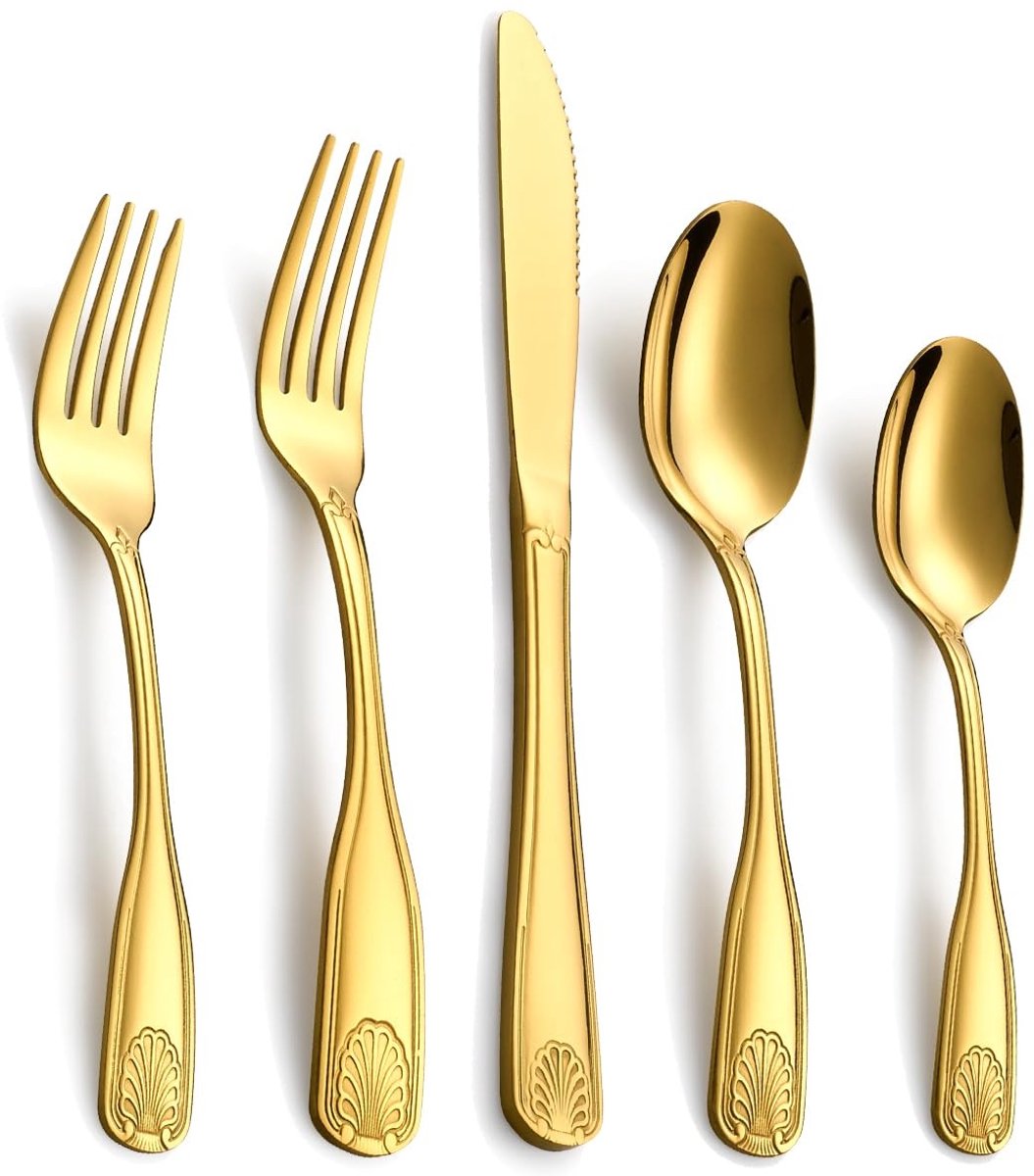 Omgoods - Gouden Bestekset voor 4 Personen, 20-delig