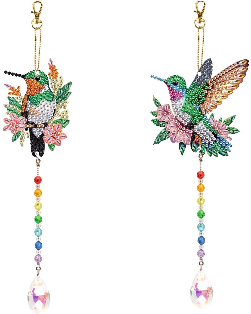 Omgoods - Set van 2 Windgongen voor Tuin en Balkon met Hummingbird Motief