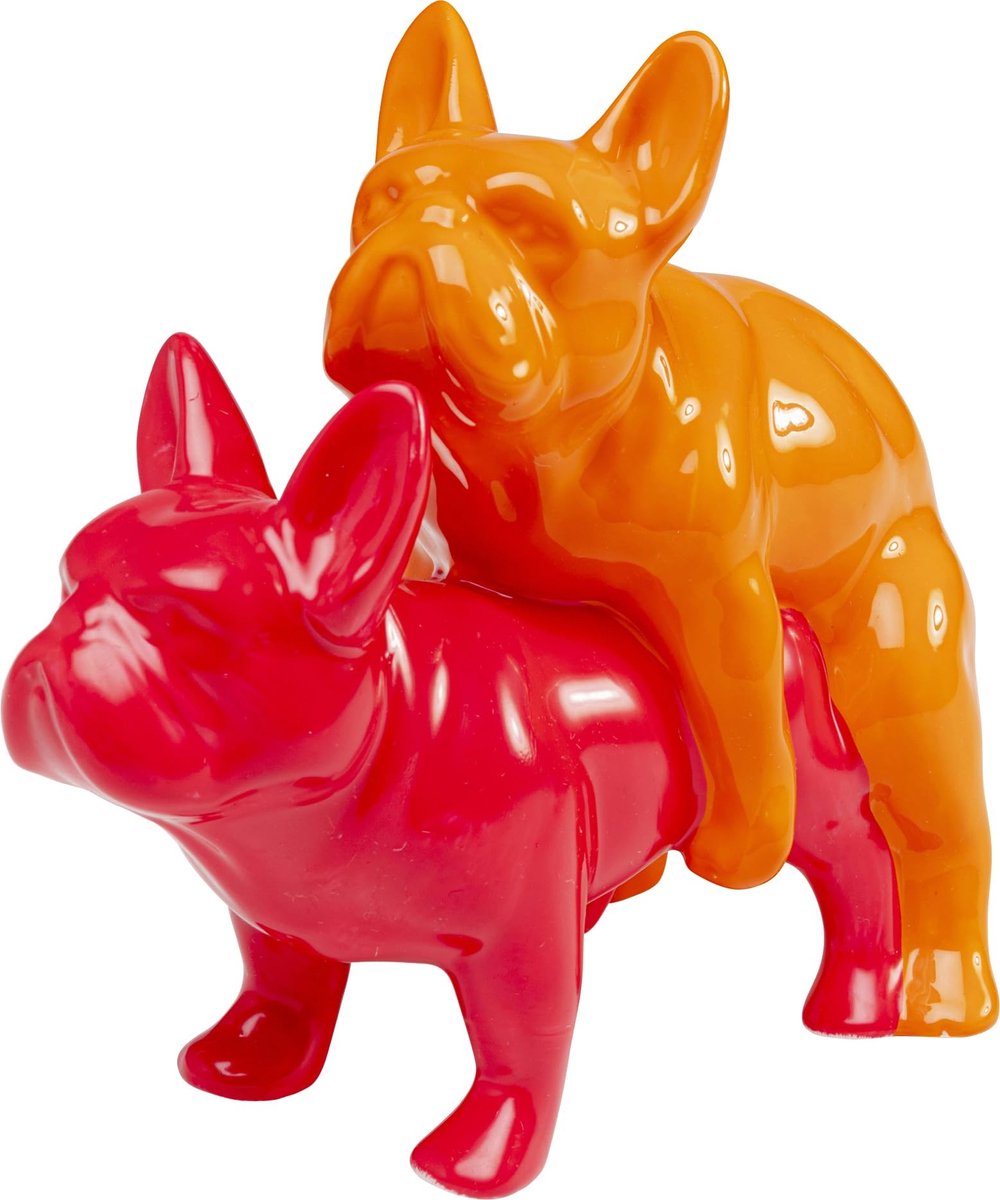 Omgoods - Decoratieve Beeldjes van Honden in Oranje en Roze
