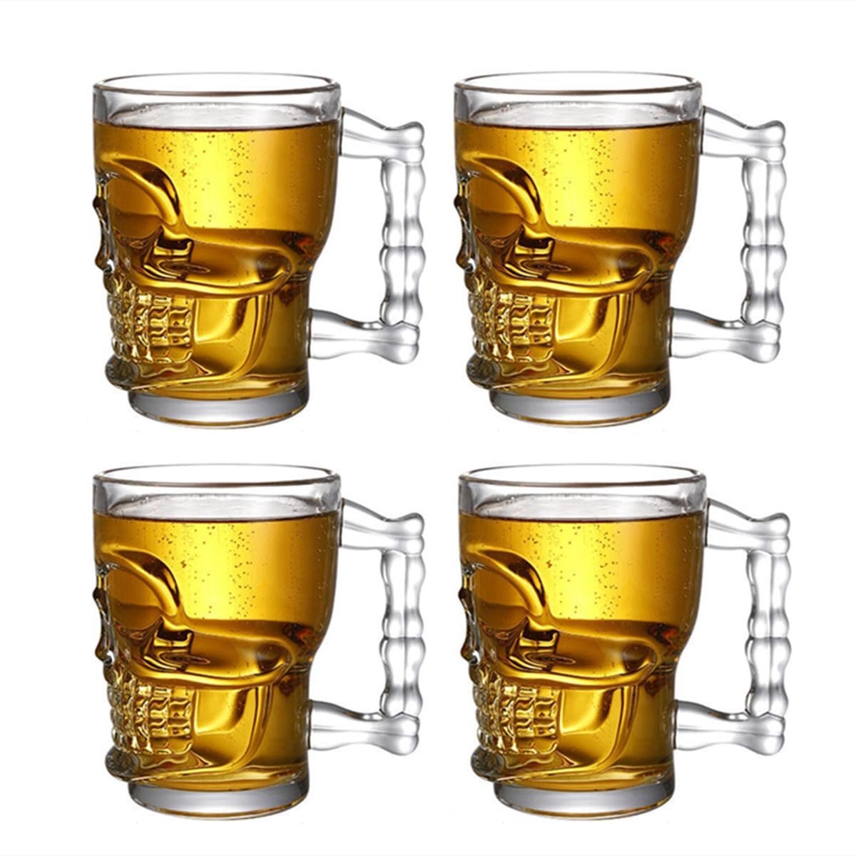 Omgoods - Set van 4 Bier- en Koffiemokken van Helder Glas 500ml