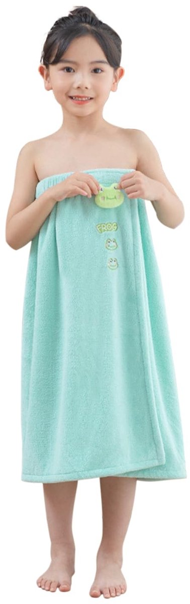 Omgoods - Sauna Kilt voor meisjes met leuke sluiting in groen kikkermotief
