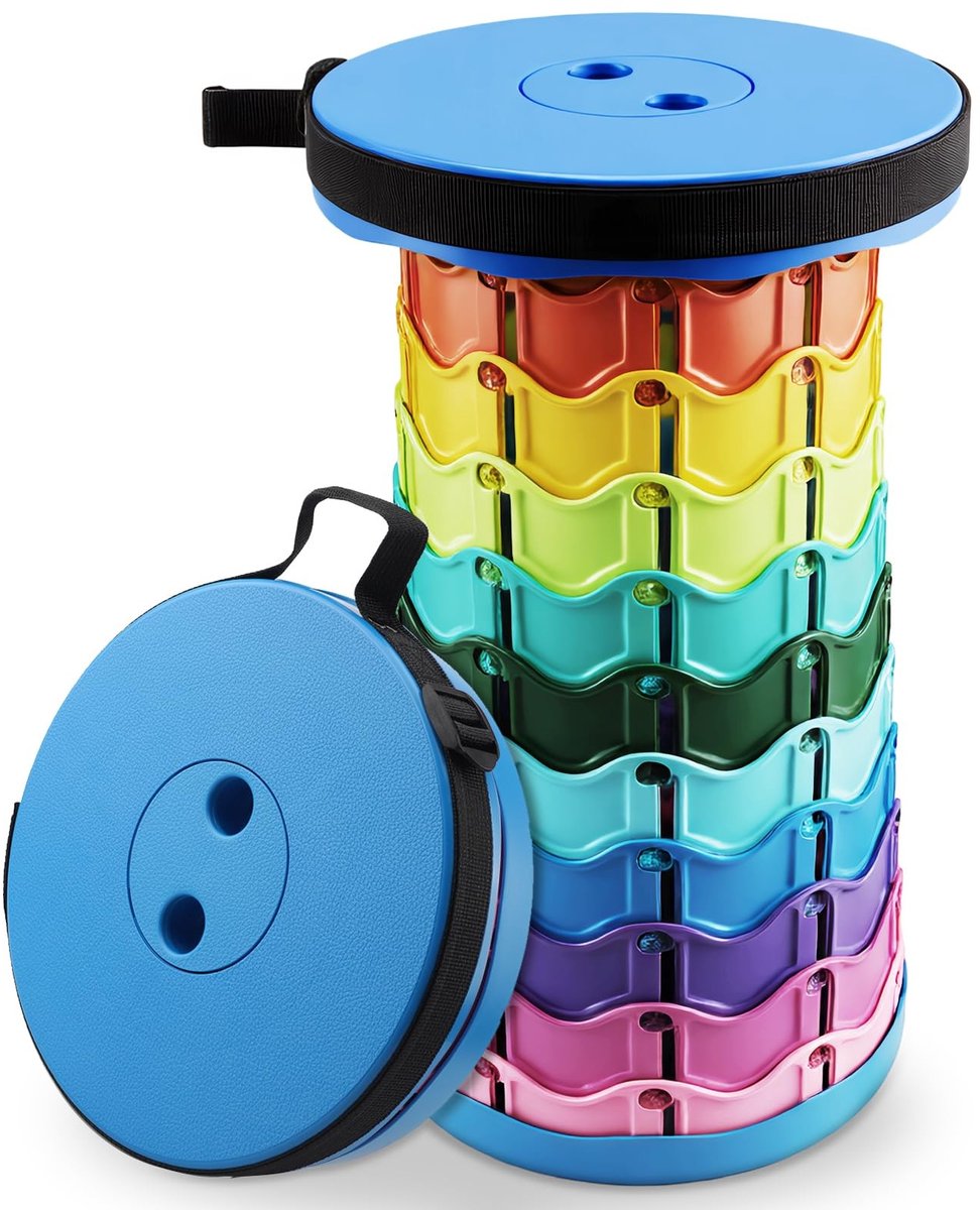 Omgoods - Telescopische Kruk - Opvouwbaar en Verstelbaar van 6.5 tot 45 cm, Max. 180 kg