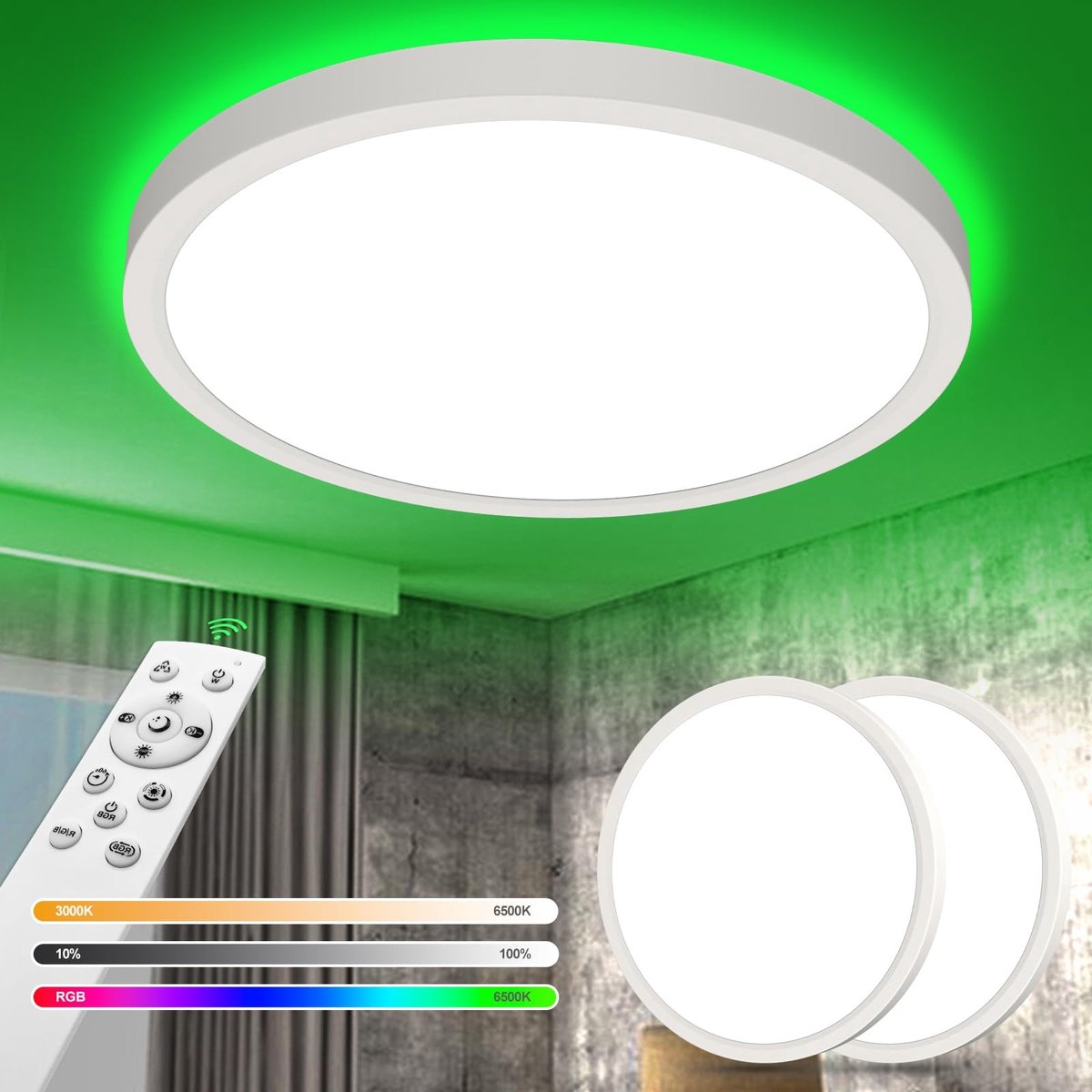 Omgoods - Dimbare LED Plafondlamp met RGB Verlichting en Afstandsbediening