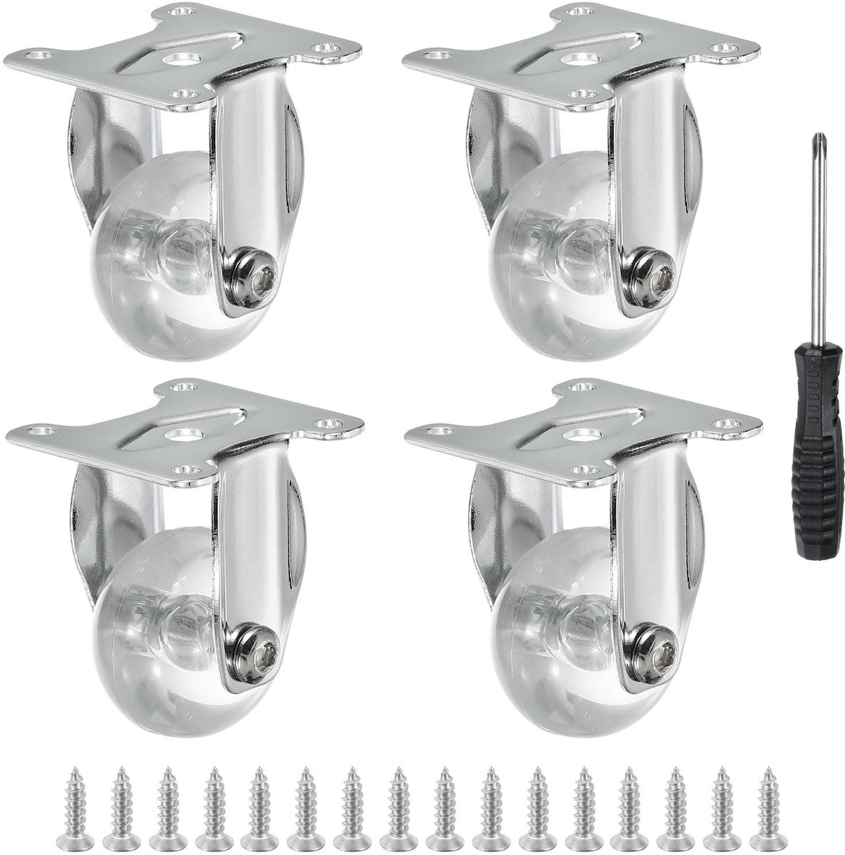 Omgoods - Set van 4 Vaste PU Wielen 1.5 Inch voor Meubels