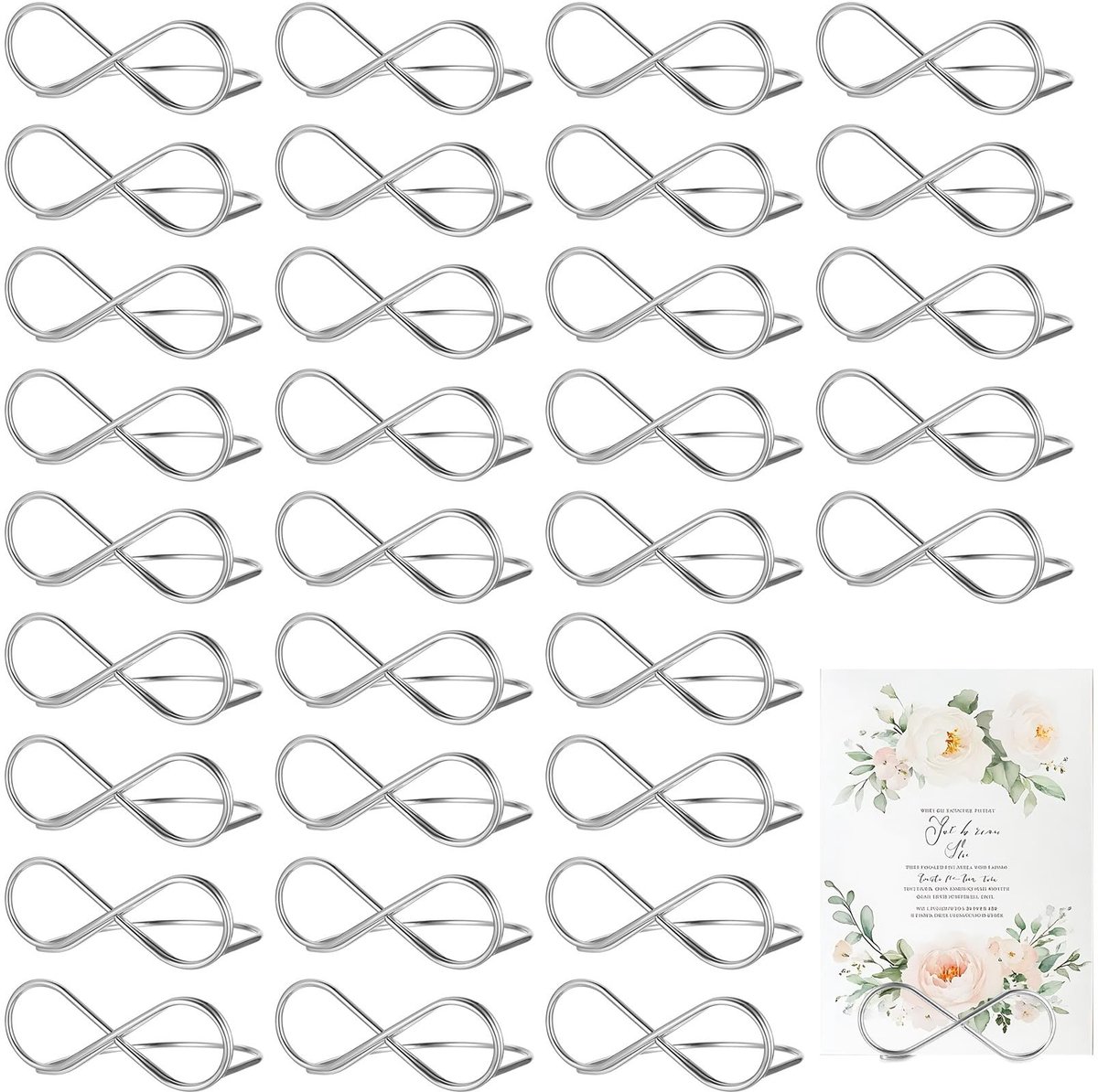 Omgoods - Set van 32 Zilveren Kaart Houder voor Tafel Decoratie