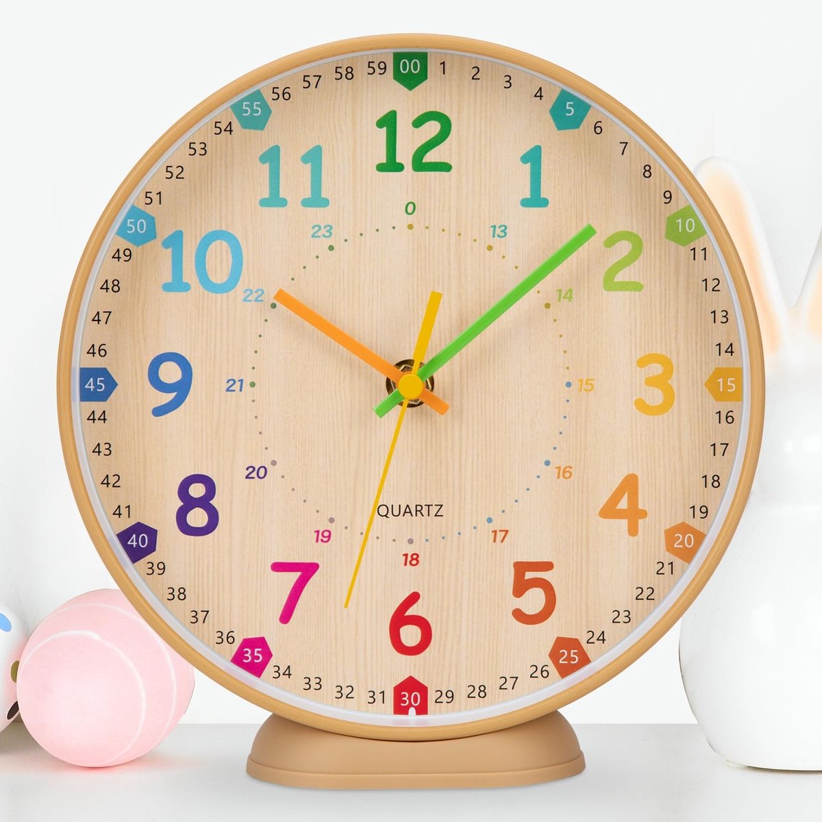 Kinderwandklok 20 cm, Stille Klok Zonder Tikken, Ideaal Cadeau voor Schoolstart, Geschikt voor Jongens en Meisjes