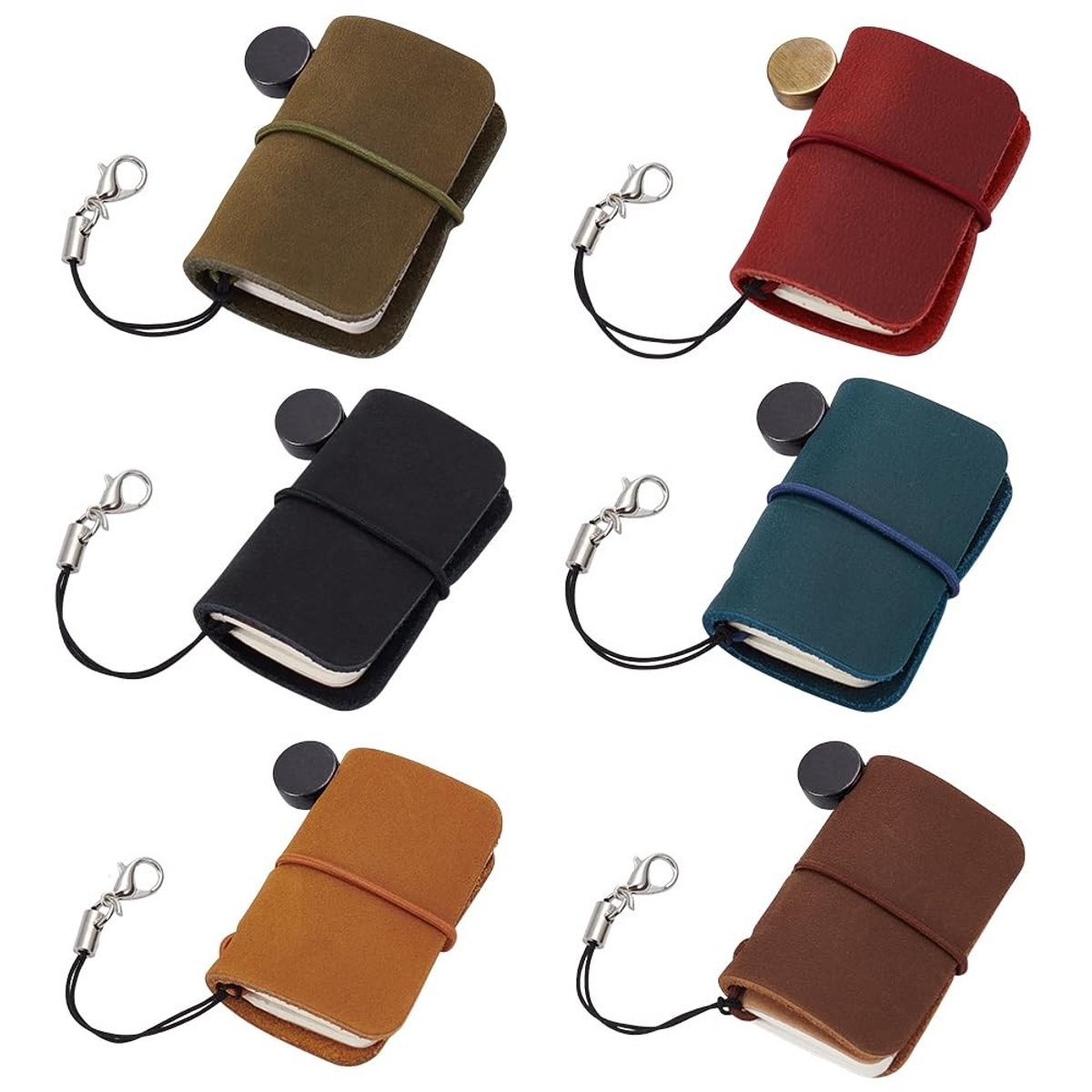 Omgoods - Set van 6 Mini Notitieboekjes van Hoogwaardig Leer