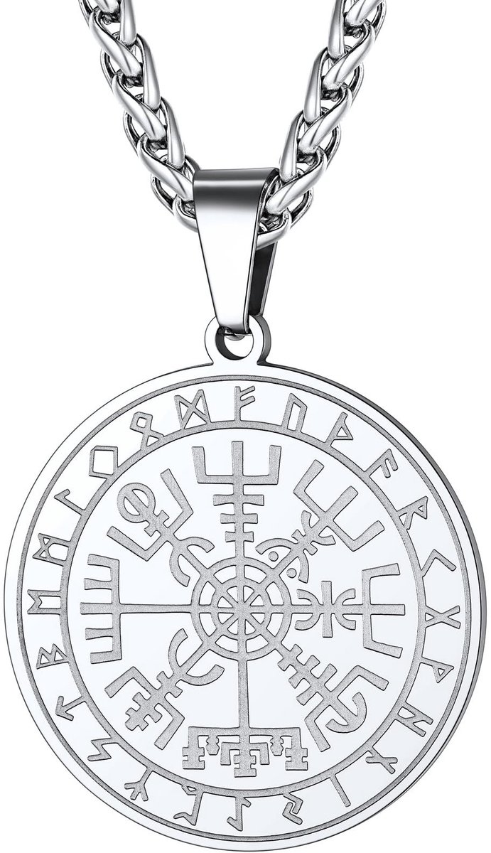 Omgoods - Kompas Hanger Ketting voor Mannen en Vrouwen - Stalen Rune Pendant