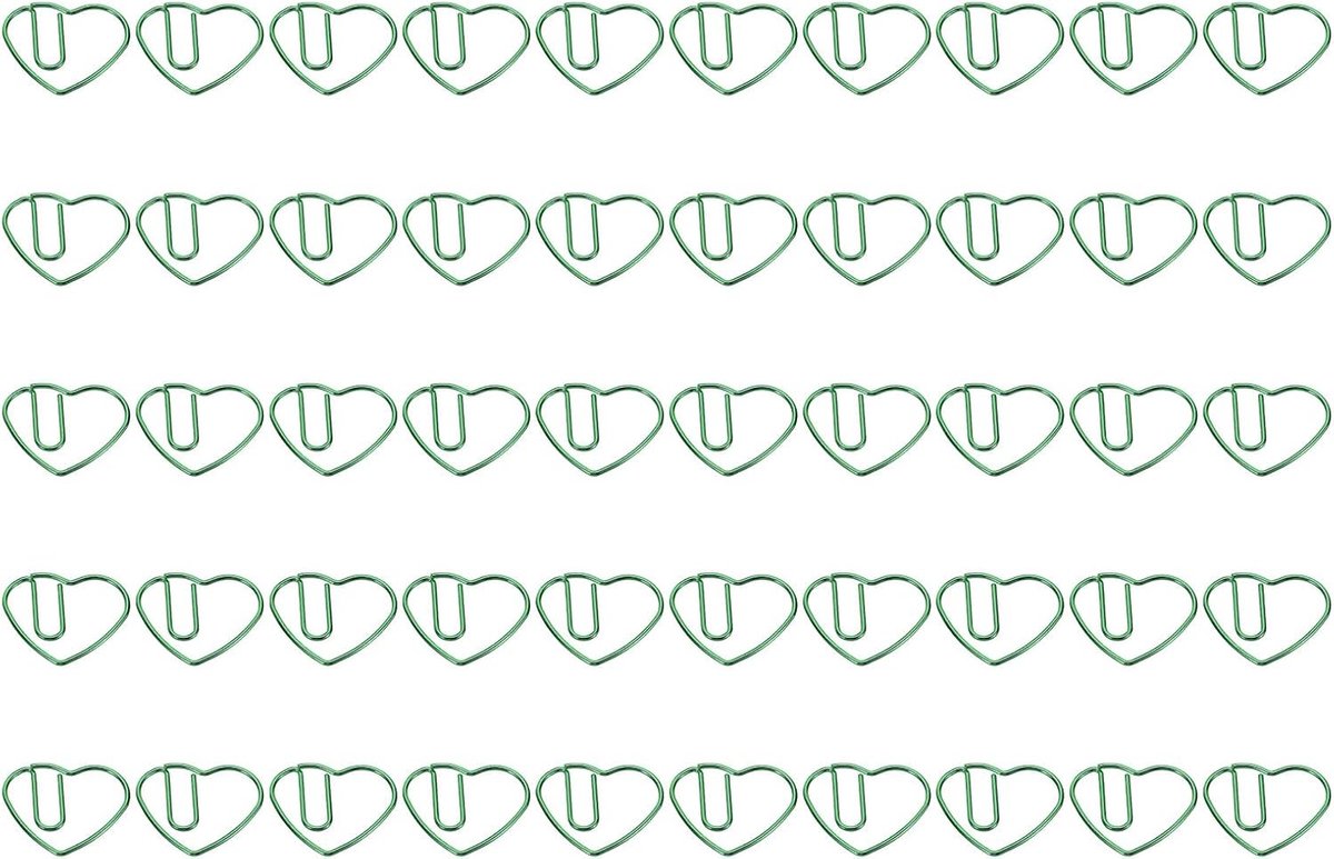 100 Stuks Hartvormige Paperclips, Perfect voor Kantoor, Creatieve Projecten en Thuisgebruik (Groen, 2.8 cm)