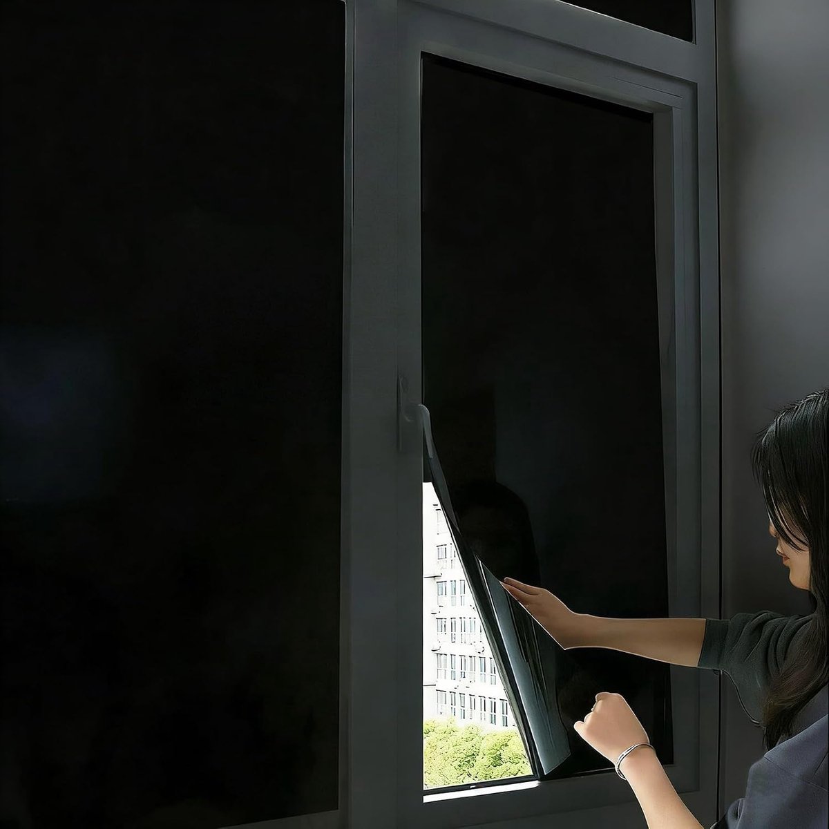 SnelShoppen - Shade Film Opaque Privacy Film Statische Hechting UV Bescherming Zwart Volledige Schaduw Warmte Isolerend voor Kantoor Badkamer Slaapkam