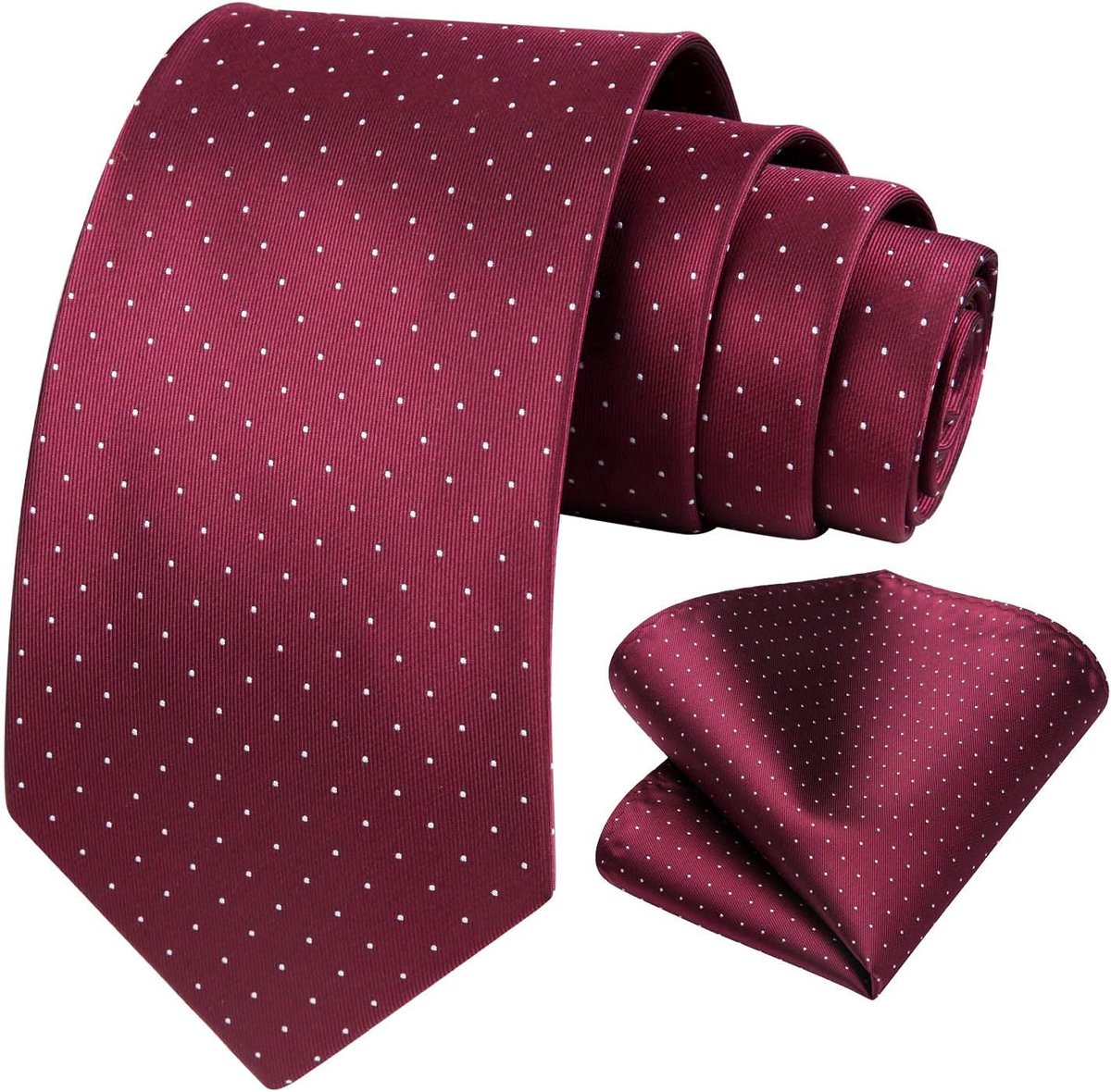 Dot Ties voor Mannen Bruiloft Tie Zakdoek Formele Zakelijke Stropdas & Pochet Set, A-bordeaux, Eén maat