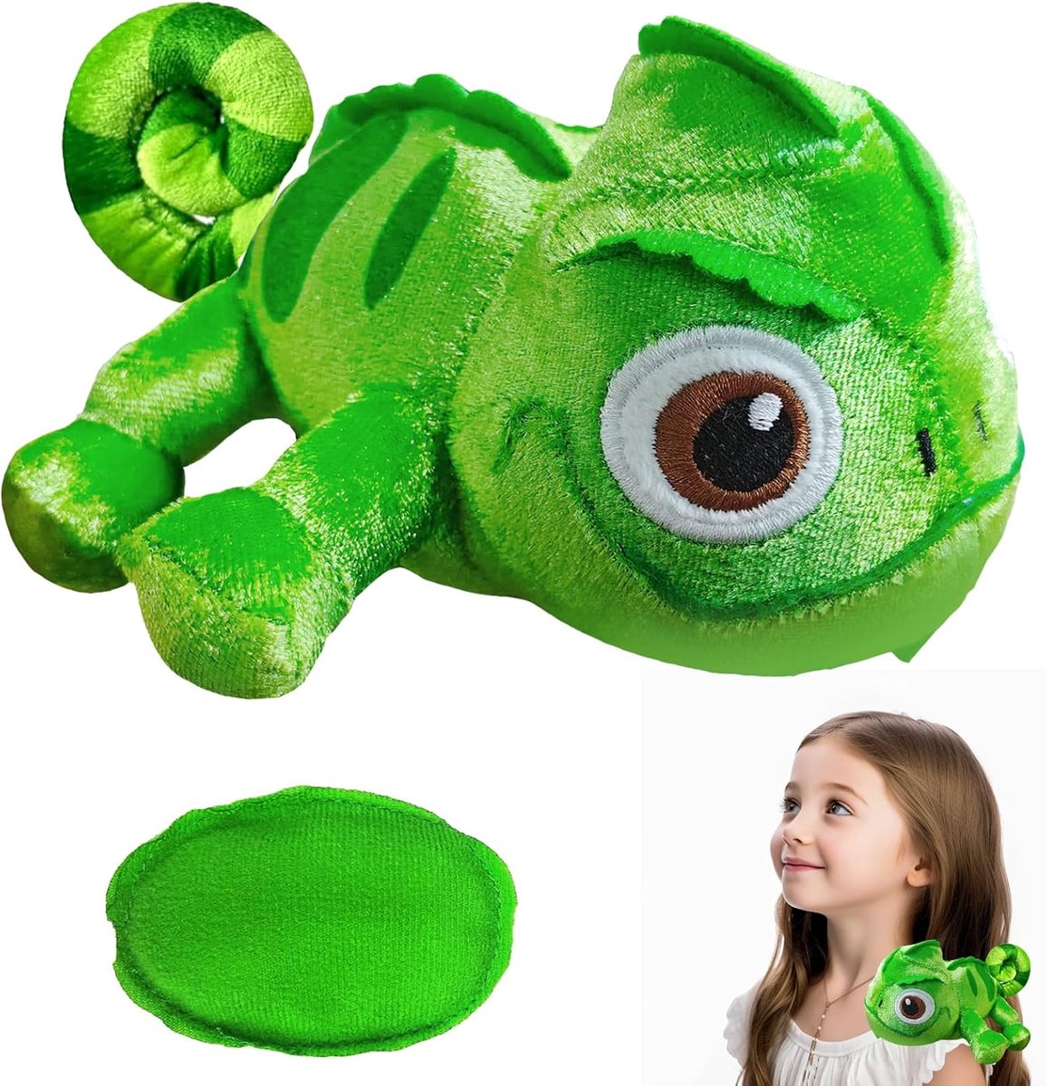 Chameleon Pluche dier, speelfiguur, Pascal Shoulder pluche pop, schattige kameleon pluche dier, hagedis, pluche speelgoed, magnetisch, cadeau voor jongens en meisjes