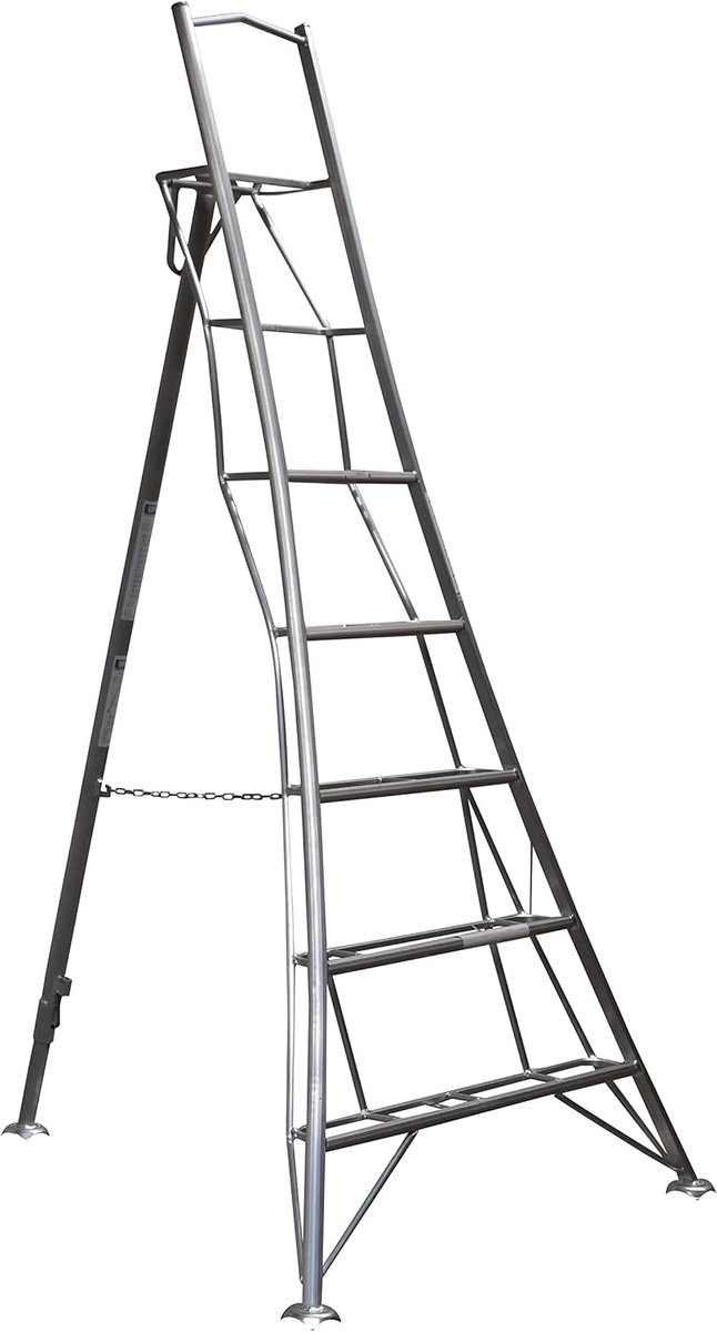 SnelShoppen - Tuinladder met Driepoot en Verstelbaar Platform | Ladder voor Buiten | Automatische Vergrendelclips | Antislip Voeten | Draagvermogen: 1