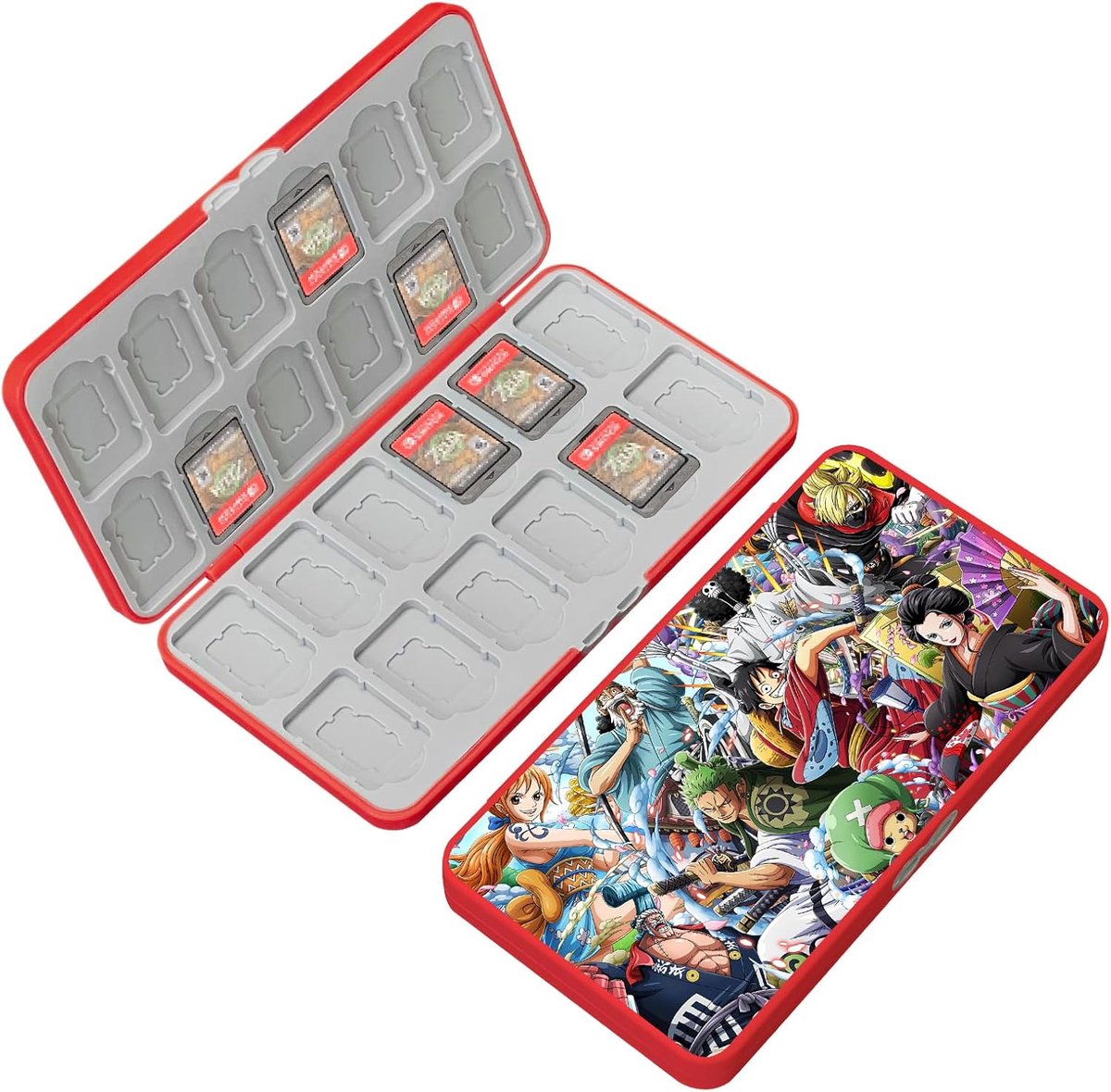 doepeBAE Beschermhoes voor speelkaarten, switch-game-hoezen, Switch Game Card Case, Kaartbox met siliconen voering, met 24 kaartsleuven en 24 SD-kaartsleuven (24H)