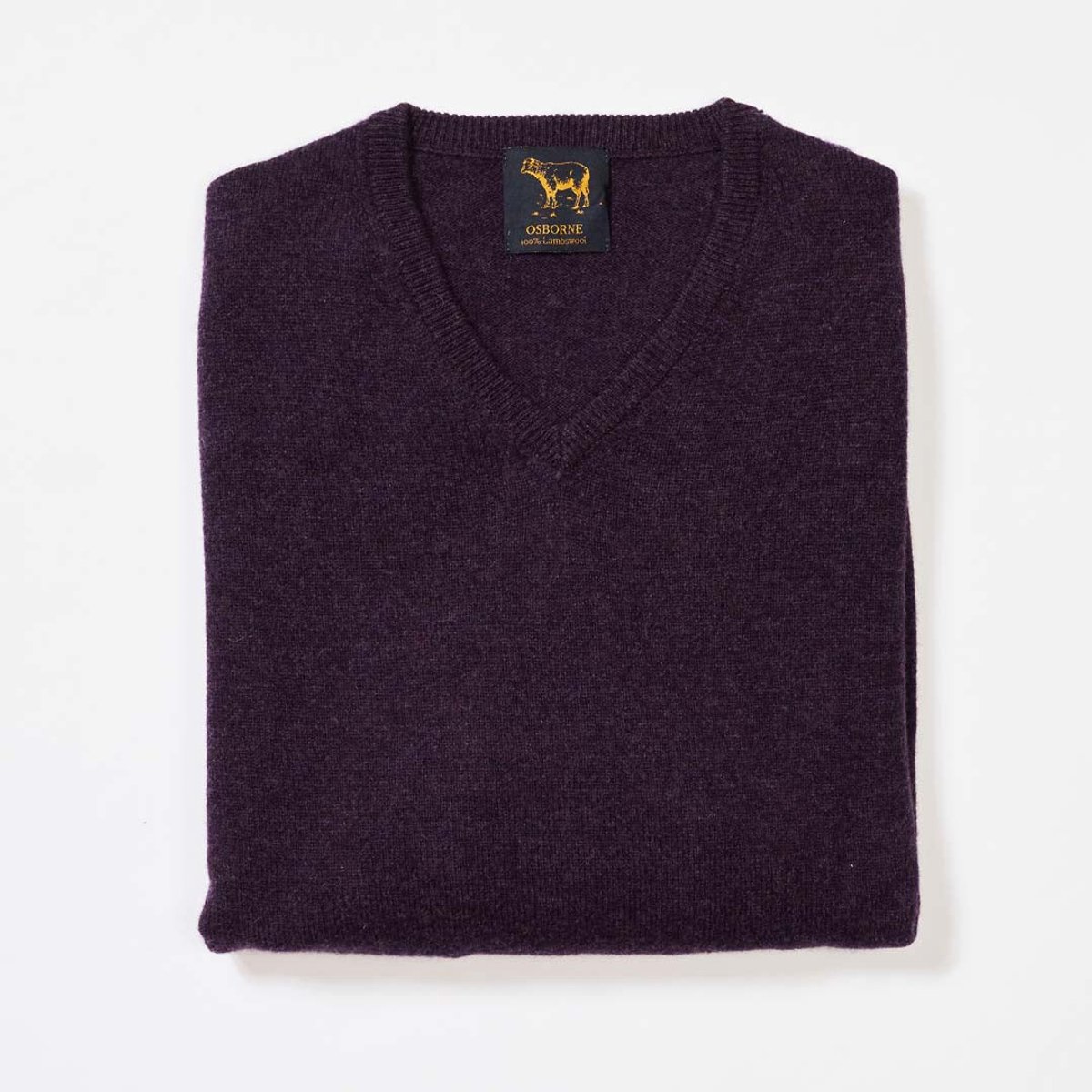Osborne Knitwear Trui met V hals - Sweater heren in Lamswol - Pullover Heren - Elderberry - 3XL