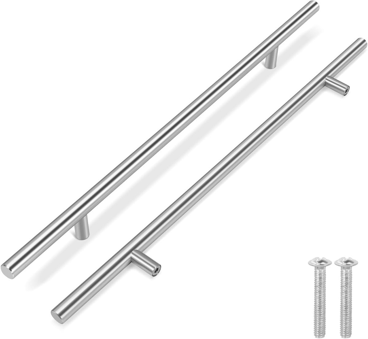 1 pak keukenkast handgrepen zilveren lade trekt 45,7 cm, 28,7 cm gat midden, roestvrij staal T-bar met satijn geborsteld nikkel, hardware voor keuken kast deur badkamer meubels