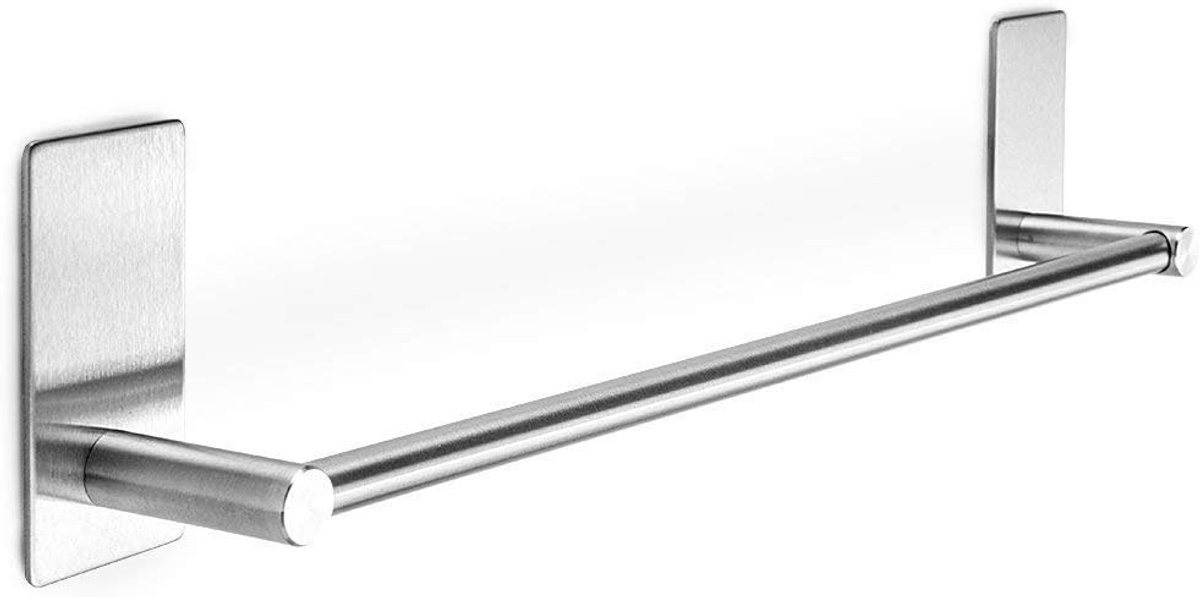 Stalen Handdoekhouder-XINGLO-Handdoekstang Zonder Boren, Gastendoekhouder zelfklevend, Badhanddoekhouder lijm, Van Geborsteld Roestvrij Staal, 40 cm (zilver)