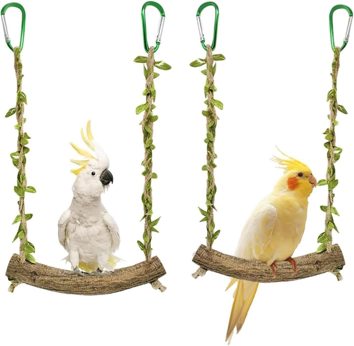 2 stuks houten schommel voor papegaai, vogelschommel speelgoed papegaai, hangende zitstok, speelgoed parkiet, speelgoed voor vogels, accessoires voor parkieten