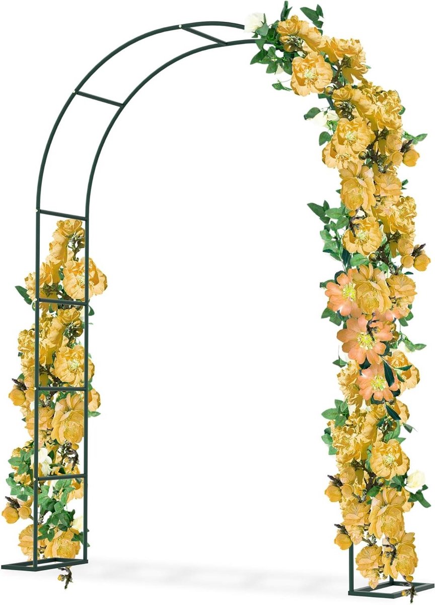 Rozenboog Metaal - Tuinboog Hekwerk - Klimplanten Ondersteunen - Weerbestendig Gepoedercoat - 240 cm - Donkergroen
