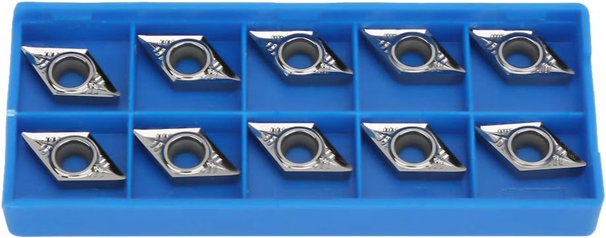 10 STUKS CNC-hardmetalen tip-wisselplaten, DCGT11T304-AK H01 / DCGT32.51-AK H01 hardmetalen messensnijder Draaibank Frees-wisselplaten Draaigereedschap met doos voor gewoon staal, gewoon roestvrij staal