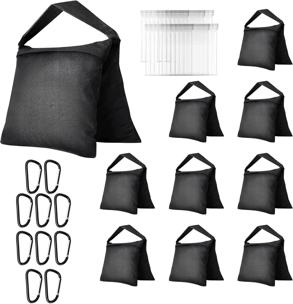 Zandzakken 10 Stuks Voor Statieffotografie 25 x 51 cm | Nylon Contragewichten, Verzwaard, Afspanning, Enkele Bespanning