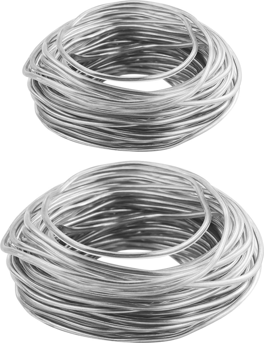 Draad, 2 mm x 30 m, zachte aluminiumdraad, sieradendraad, modelleerdraad, zilveren draad om te knutselen, flexibele aluminiumdraad, zacht voor sieraden, knutselwerk