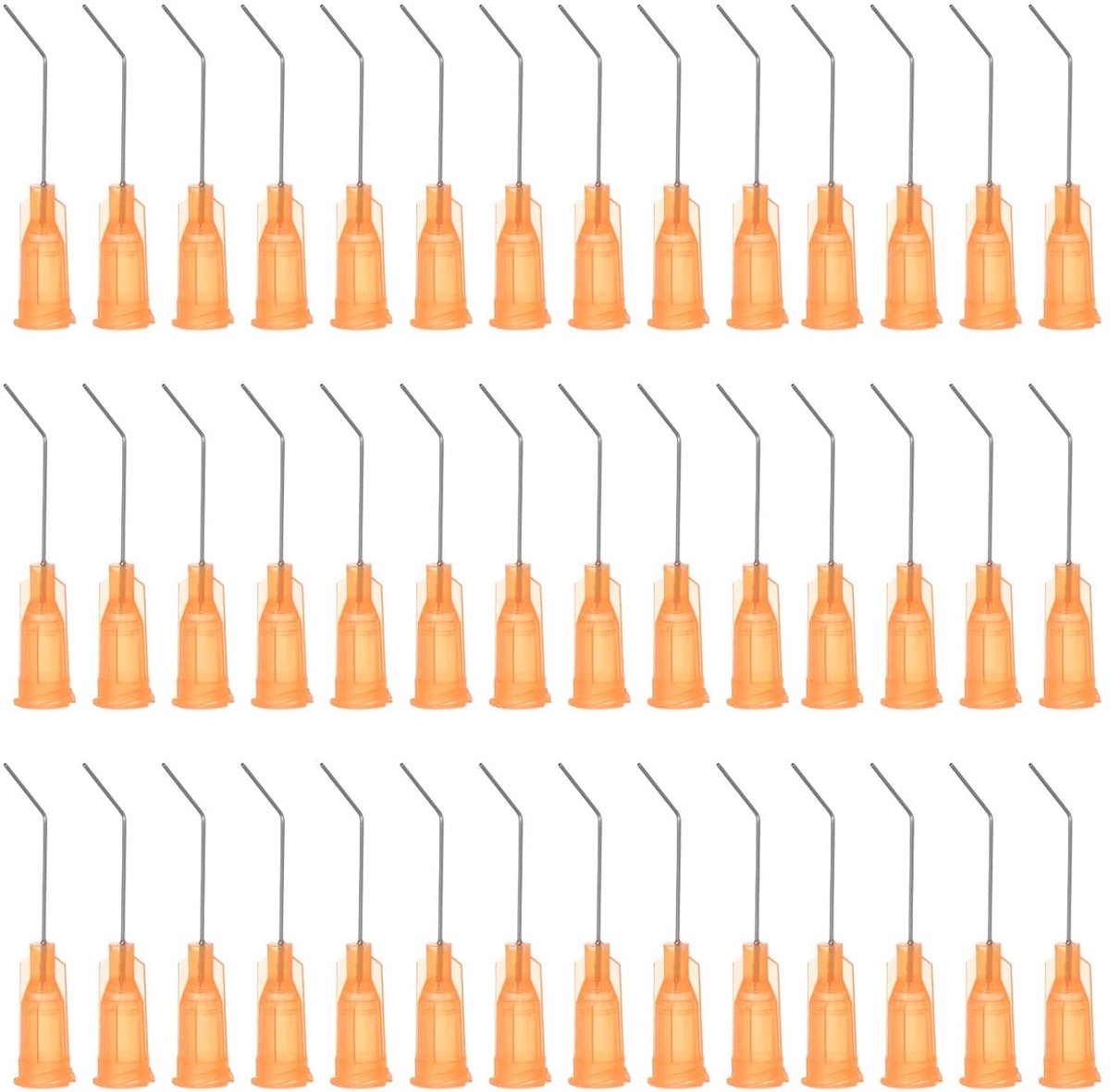 60 stuks stompe doseerpunten, naalden 23G, 23G, gebogen naald met luer oranje